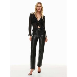 Aritzia Wilfred The Melina Pant Black Vegan Leather High Rise Straight Leg 6